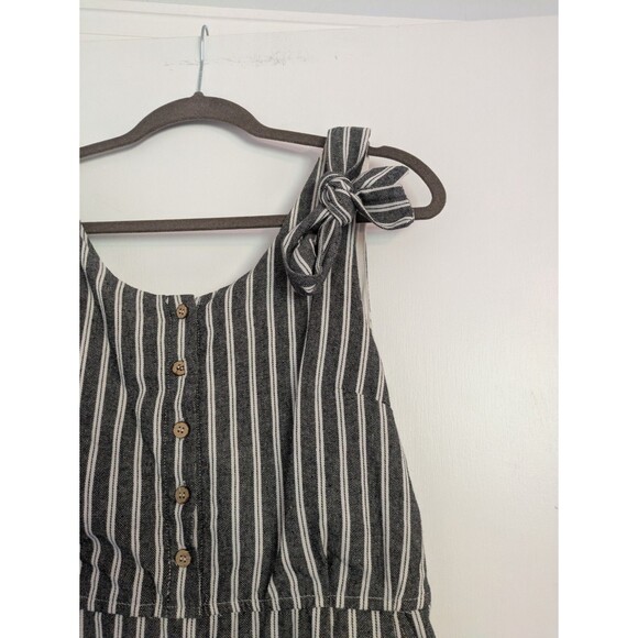 Mod Ref sleeveless linen cropped striped jumper romper Large - Picture 3 of 4